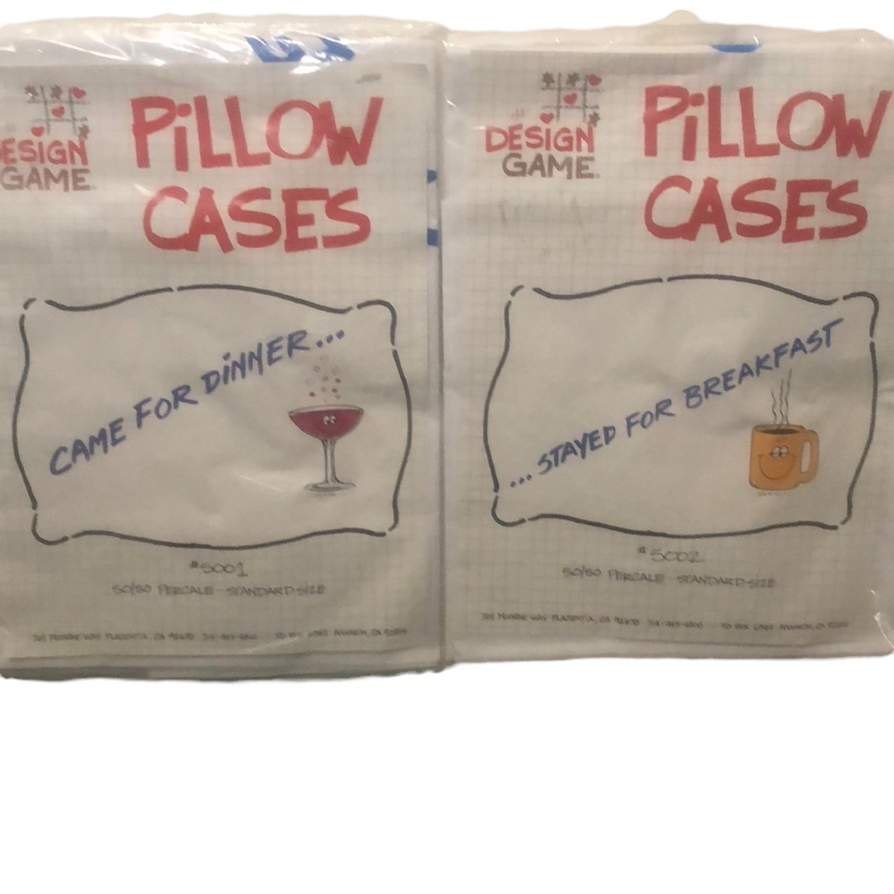 Set of Retro Pillowcases 1986 Wine Glass Coffee Cup Romantic Funny Sayings NWT‎